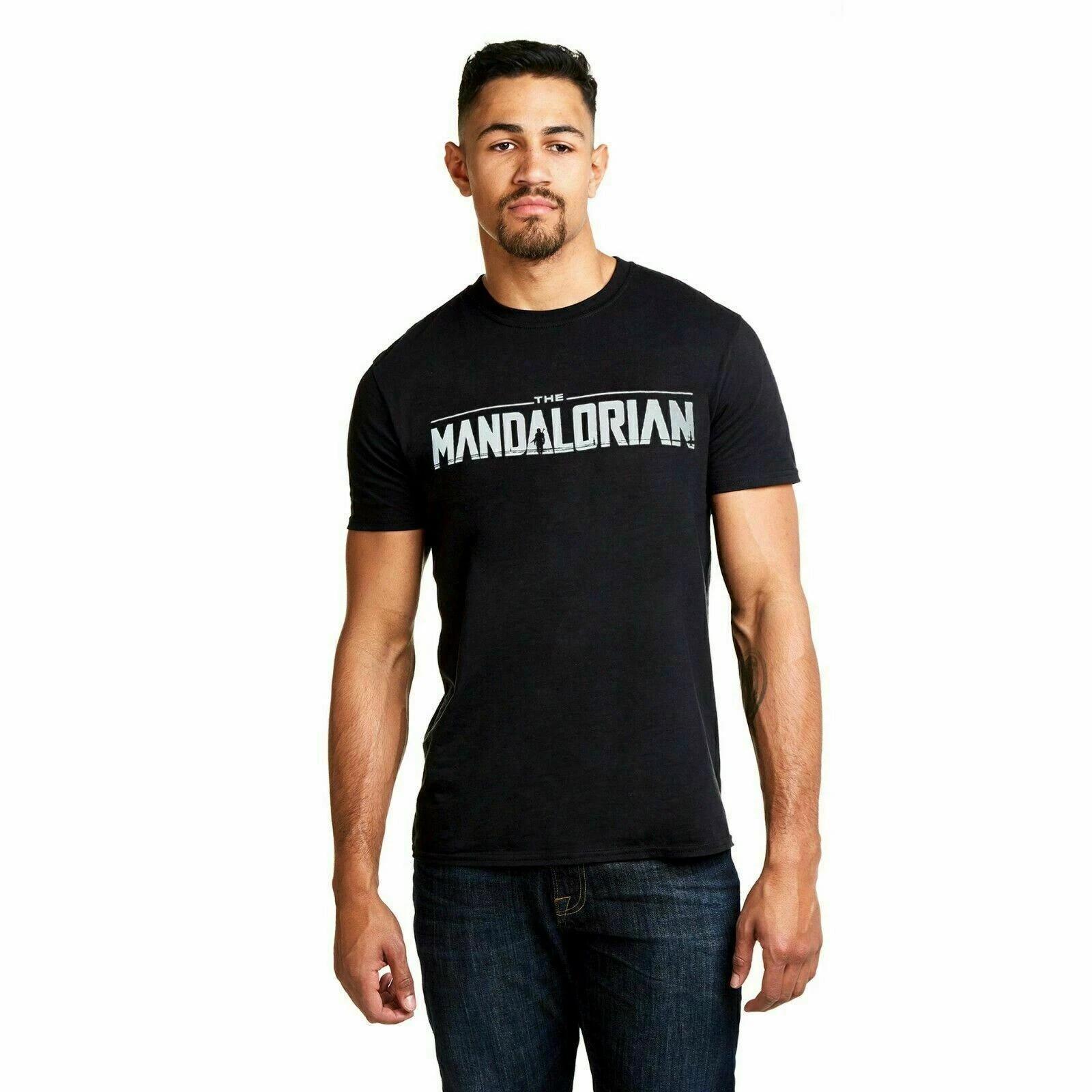 Official Star Wars Mens Mandalorian Logo T-shirt Black S-XXL 2XL