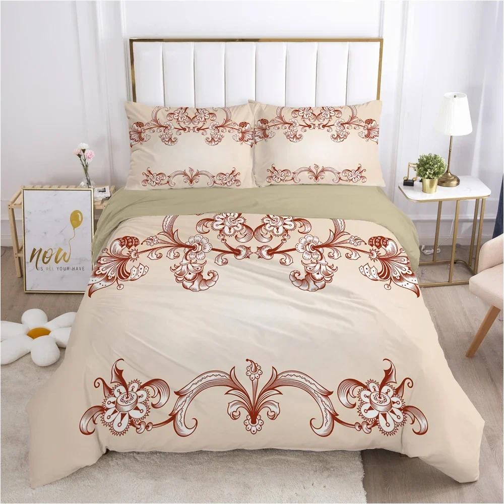 

3Pcs Luxury 3D Flower Bedding Set Duvet Cover And Pillowcases Single Size Quilt Cover Quality Printed Reactive Queen Single Leaf EU Single(135*200cm)3pcs