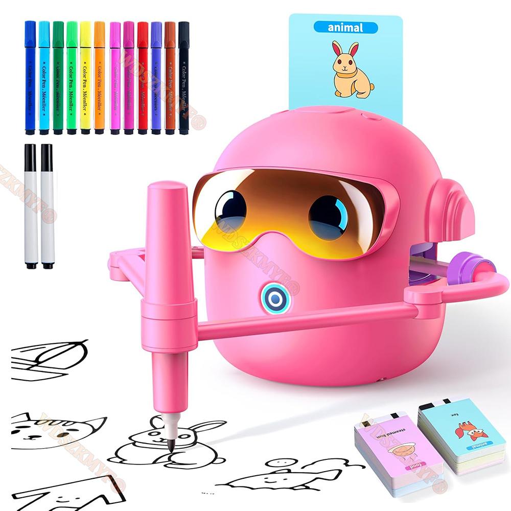 NEW Kids Drawing Robot with 100 Cards Interactive Educational Auto Drawing Robot for Boys Girls Preschool Learning