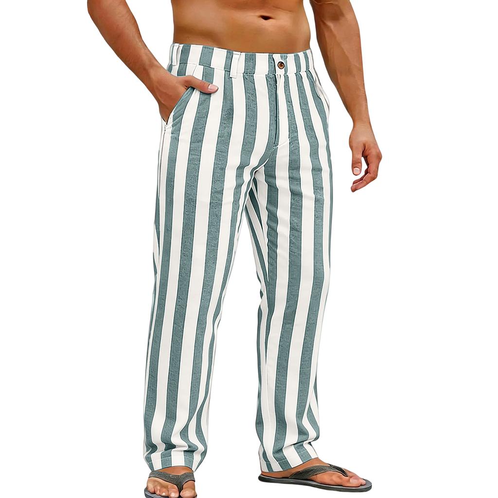 Men's Sporty Casual Striped Elastic Waist Straight Leg Pants