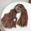 Floral Korean Cotton-Linen Scarf: Fashionable, Breathable Shawl for Autumn & Winter