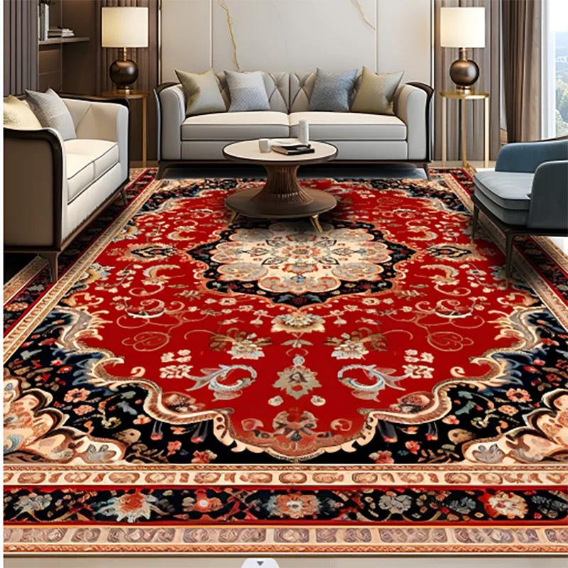 Retro Bohemia Style Flowers Carpet Living Room Sofa Bedroom Study Bathroom Kitchen Entrance Door Mat Non-slip Luxury Decor Rug