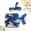 New Sexy Dyed Print One Shoulder Women's Swimsuit Three Piece Bikini Set Single Shoulder Backless Beachwear