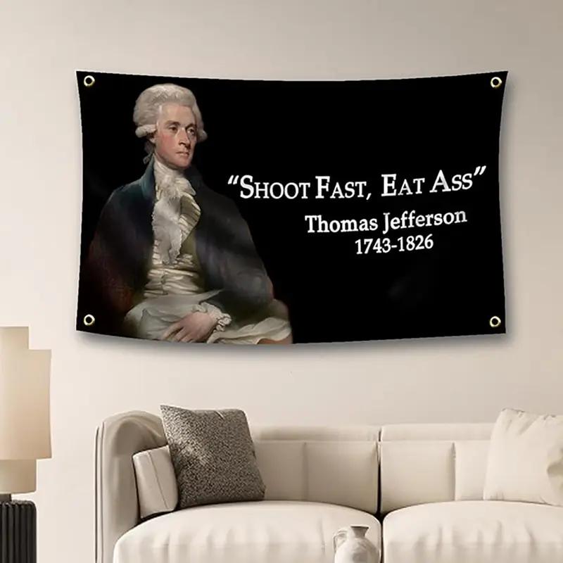 Thomas Jefferson Fun Language Flag Tapestry Durable University Dormitory Room Banner Decoration Manhole Banner