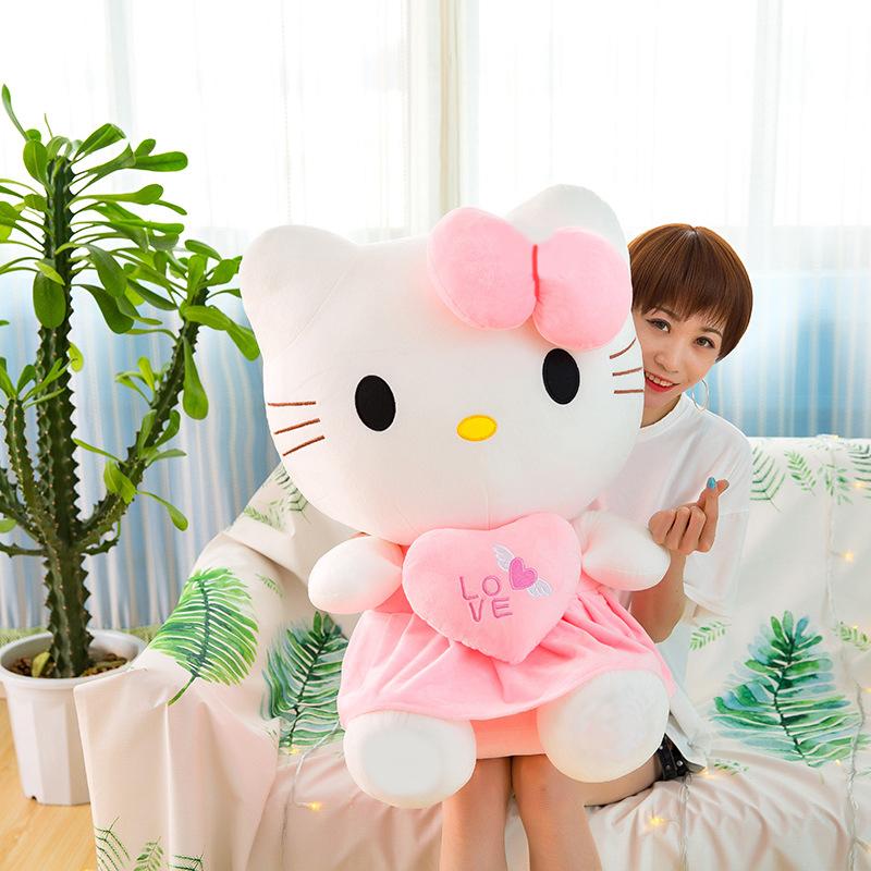 #*Cute Hello Kitty Pink Plush Stuffed Toys Anime Cartoon Plushie Doll Soft Stuffed Pillow Toys For Children Birthday Xmas Gifts