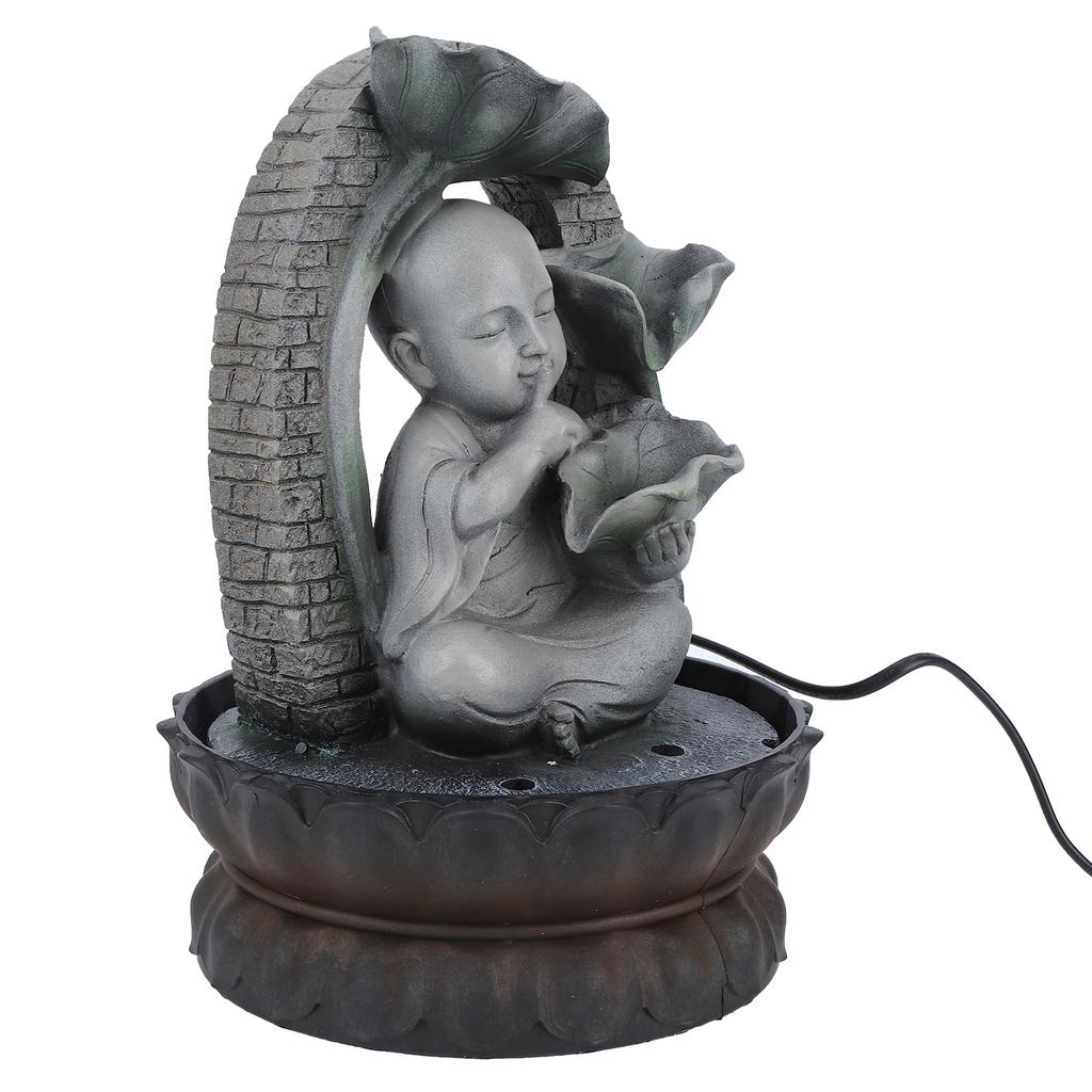 LED Resin Buddha Tabletop Waterfall Fountain Relaxing Indoor Decoration for Home OfficeUS Plug 110V