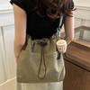 Large Capacity Women Drawstring Tote Bag Japanese Ins Style Casual Crossbody Shoulder Bag for Daily Commute Shopping