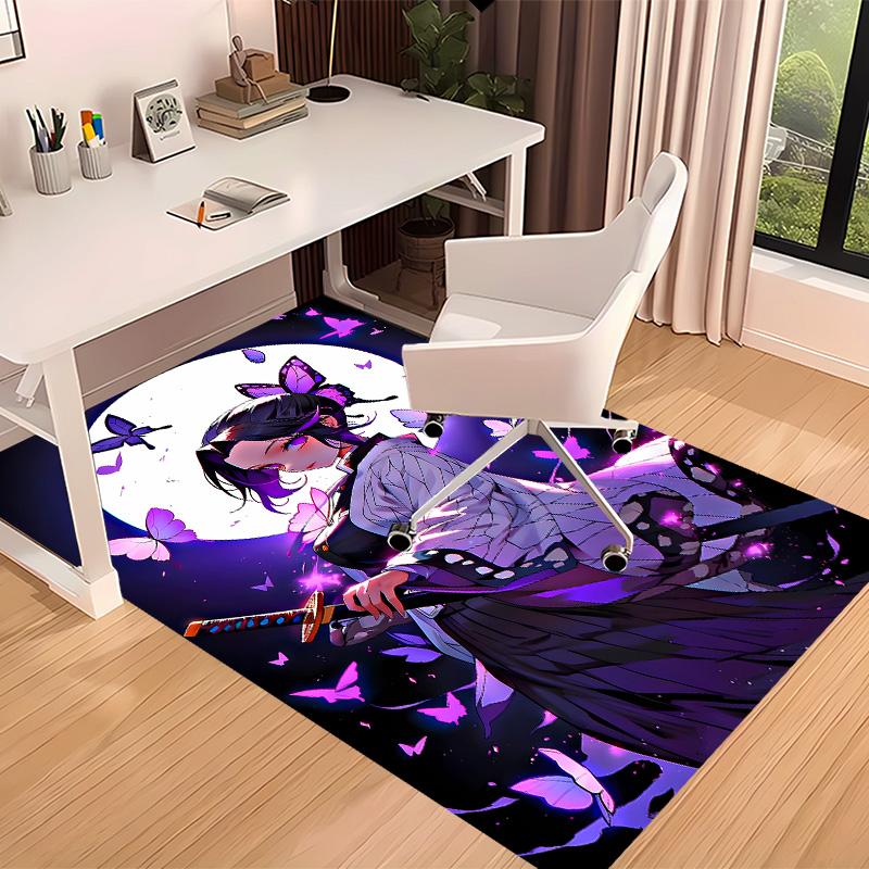 Demon Slayer Shinobu Kocho Printed Absorbent Washable Carpet, Non-Slip Bathroom Mats, Kitchen Rugs, Yoga Mat,Living Room Entrance, Camping Picnic Rugs