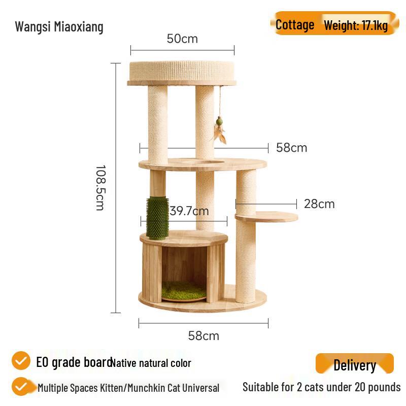 Cmisstree Multi-Layer Solid Wood Cat Tree & Condo