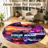 Round Rug Custom NameGTA Pattern Non Slip Carpet Home Floor Decor