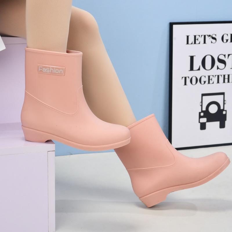 rain boots rain shoes women's medium tube women's adult fashion shoes wear-resistant kitchen non-slip shoes work rubber shoes women