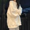 Women's Oversized Capless Thin Sweatshirt - Korean Style Solid Color Lazy Spring Jacket