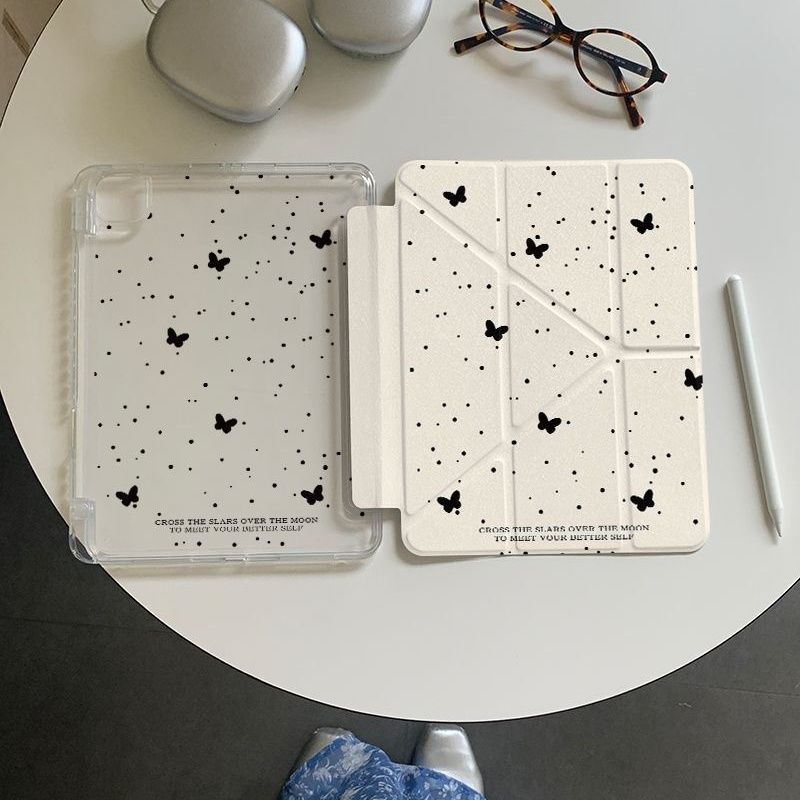 Splatter Ink Butterfly 3+Y Foldable iPad Pro 11inch Air6 Protective Case 10/9/8 Generation A16 Tablet MINI7 Protective Shell