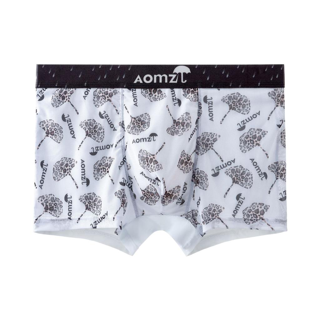 Men's Mesh Printed Boxer Briefs Tide Men's Summer Ice Cool Breathable Four Corner Short Underwear Head