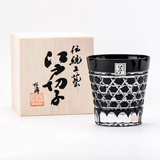 Amazon Tajima Glass Fuji Black Kiriko Old Glass x Gold Leaf Fuji Black Cold Sake Cup Set of Winner of the Japan Tourism Award at the Souvenir Grand