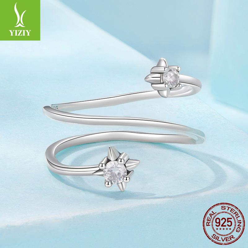 Shining Star Multi-Layer Open Ring Women'S S925 Sterling Silver Starburst Premium Ring