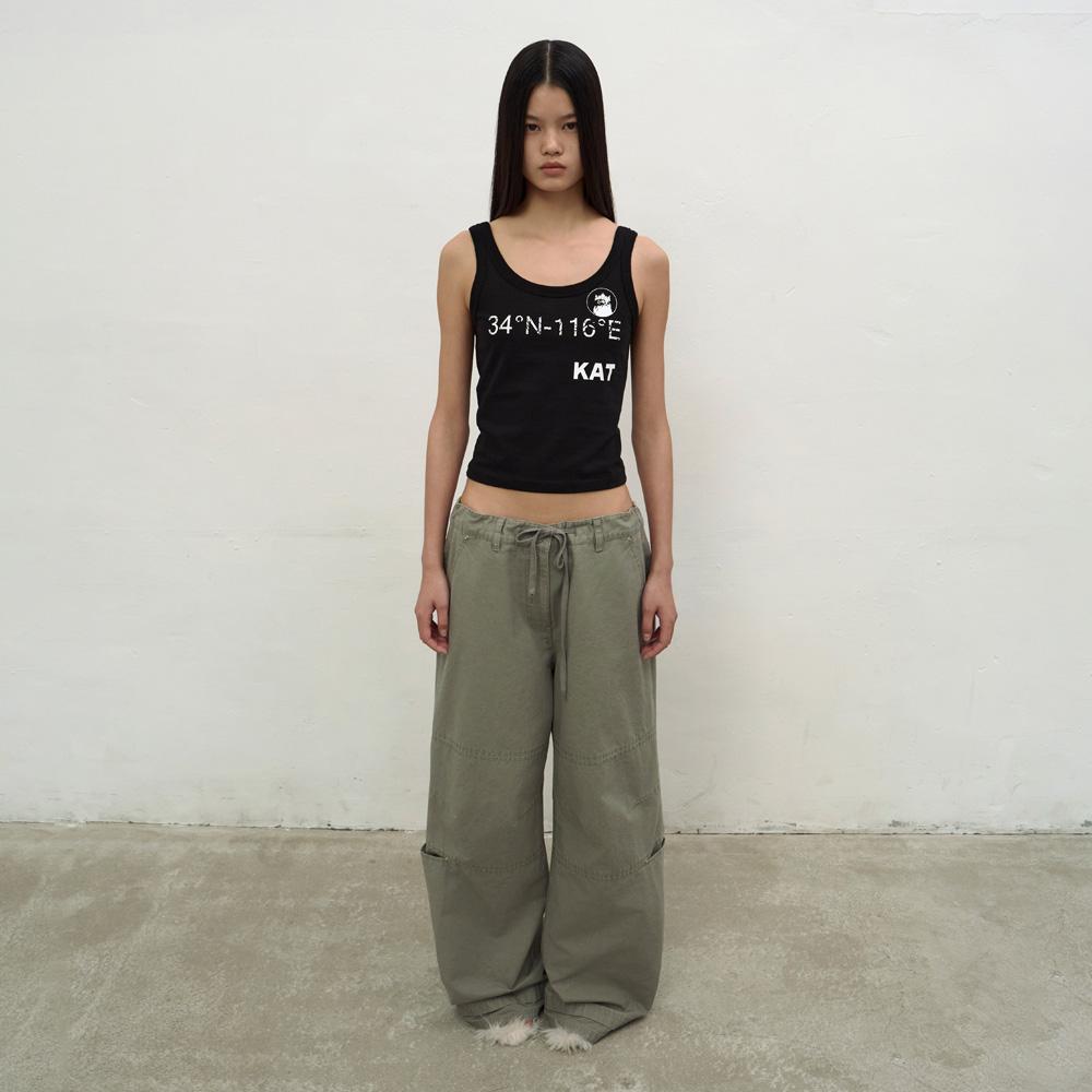 LCDC™ Washed String Wide-Leg Trousers (Khaki)