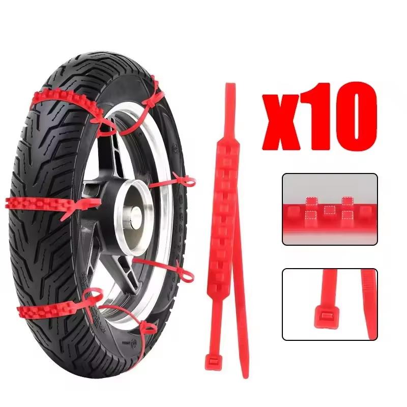 

10Pcs Universal Anti-skid Chain For Motorcycle Bicycle Tire Wheel Tie Outdoor Emergency Tire Snow Chain Accessories Winter красный