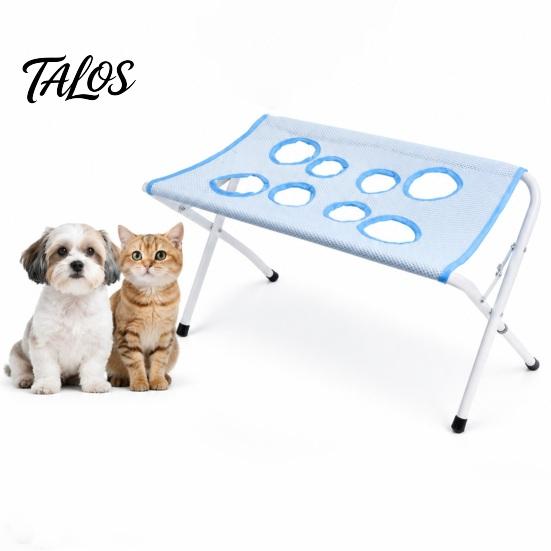 Small Dog Grooming Tool Pet Table with Foldable Stand, Adjustable Strap, Cat Hammock, 8-Hole Care Supplies Washing Station for Bathing, Nail Trimming