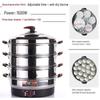 52cm Multifunctional Electric Steamer with Auto Shut-off, Keep Warm Feature, Stainless Steel, Three Layers