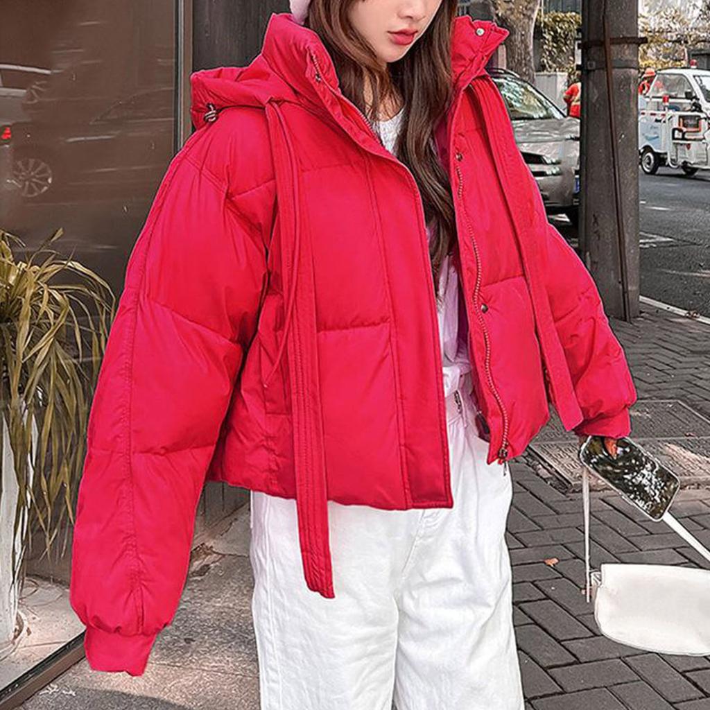 Winter Women's Cotton Down Coats Casual Hooded Jacket Parkas Streetwear Lady Chic Outerwear Thick Warm Padded Coat