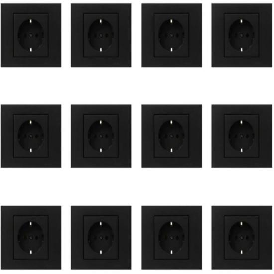

Grano Black Grounded Socket 12 шт. Рамка