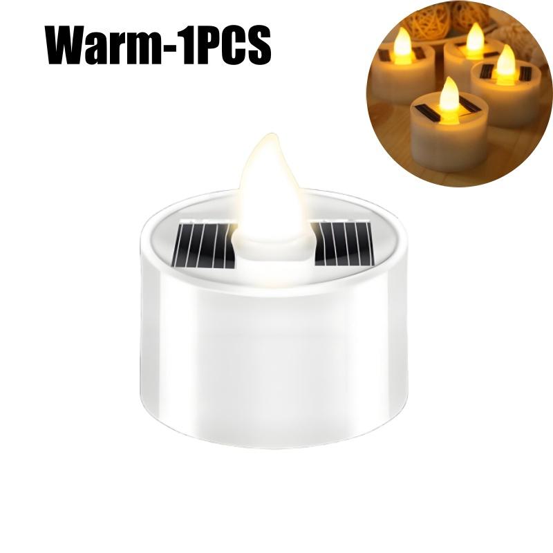 Reusable Solar Power Tea Lights Outdoor Candle Flameless Flicker Candle Light Solar Candle for Christmas Party Home Decor