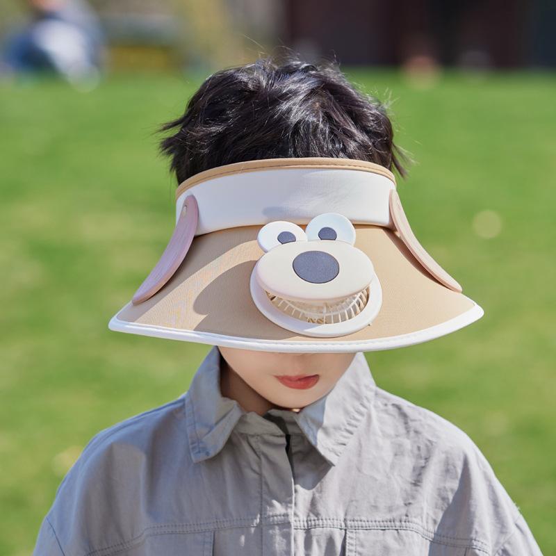Children's hats Summer outdoor travel sunscreen caps Rechargeable fans Big eaves Empty top hats Cartoon cute sun hats