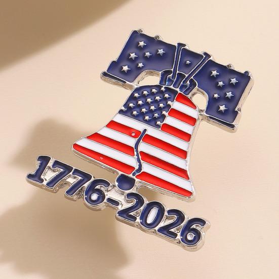 250th Anniversary Brooch Pin Commemorative Medal National Flag Brooch 3D Relief Liberty Bell Stars Stripes Enamel Pin Jewelry