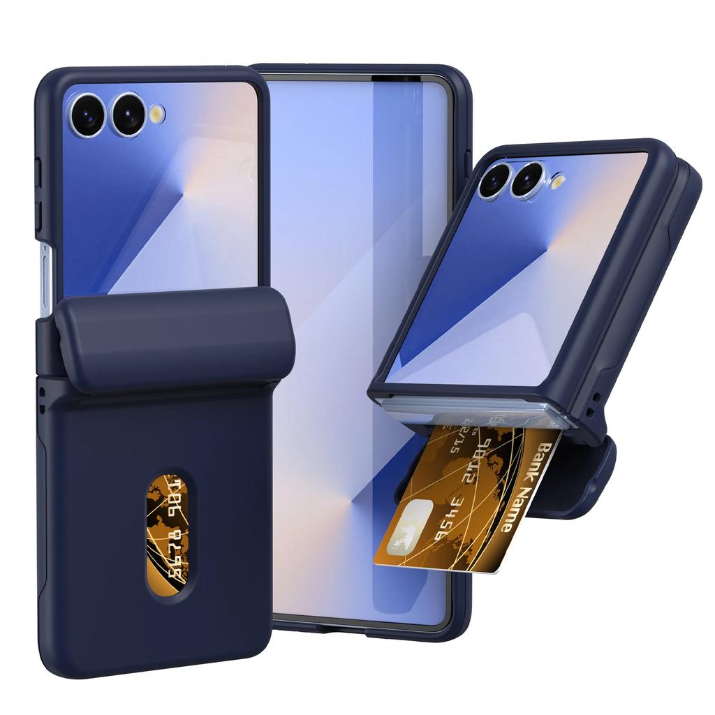 Huidachtig Harde Schaal met Scharnierbescherming Telefoonhoesje voor Samsung Galaxy Z Flip 7 Flip7 5G Kaarthouder Beschermhoes