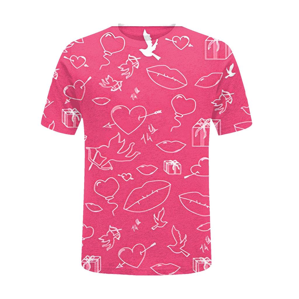 Women's Fashion Casual Comfortable Printed O-Neck Short Sleeve Top Blouse