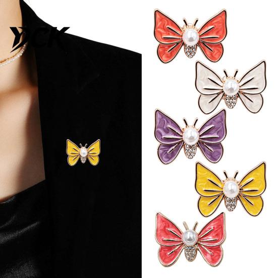 Butterfly Shaped Brooch Faux Pearl Rhinestone Brooch, Dainty Decorative Badge Pin Pin, Sweater Cardigan Coat Dress Jewelry Accessories Daily Wear