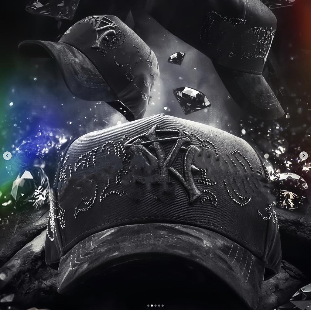 Wholesale Yo No Pesco Star Satin Lined Terry Dobby Embroidered Bling Sports Cap 5 Panel Rhinestone Brim Baseball Caps Barbas