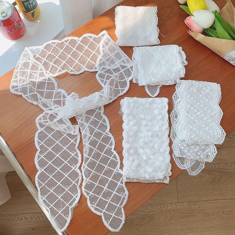 Fashion Solid Color Lace Embroidery Women's Hair Scarf Korean Style Hair Long Ribbons Scarf Hair Bands  Headwear