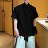 INCERUN Oversized Men Tie Up Short Sleeve Buttons Casual Loose Summer Shirts