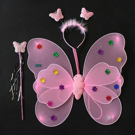 Leuchtende Schmetterlingsflügel & Zauberstab Feen-Set für Mädchen