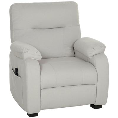 Electric Relaxation Armchair Reclining Chair USB Port Footrest Side Pockets Remote Control 96x90x103cm Cream