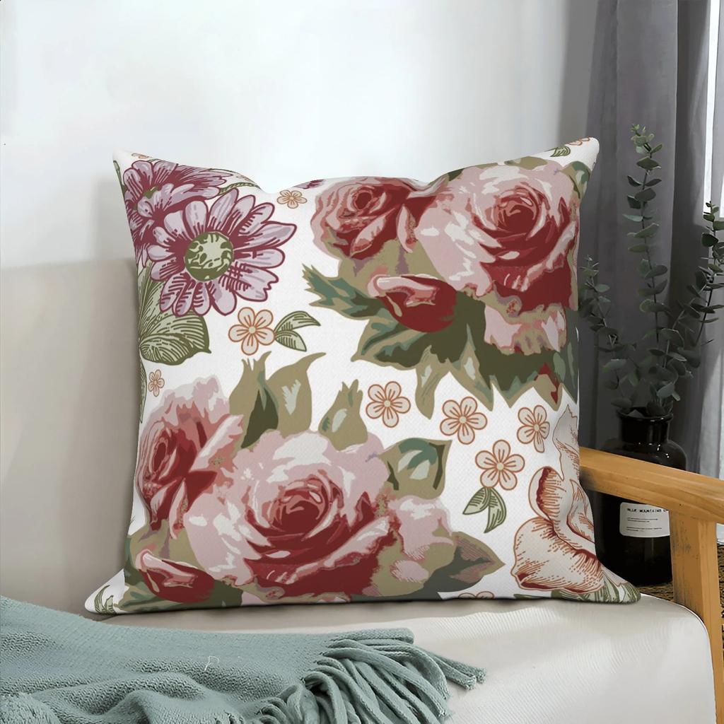 Pink Floral Home Decor Spring Flower Pillowcase Living Room Wedding Pillowcase Sofa Square Cushion Cover