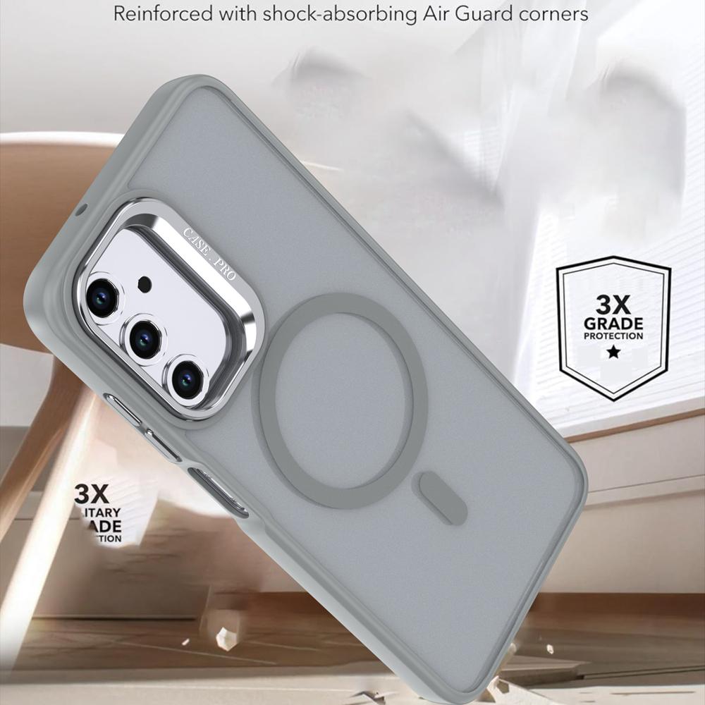 KEYSION Lens Stand Magnetic Phone Case for MagSafe for Samsung Galaxy A54 5G A34 A14 4G A04S Matte Translucent Shockproof Cover