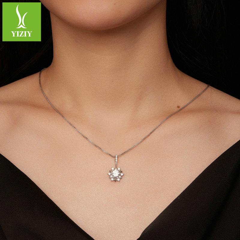 One Carat Sparkling Moissanite Necklace, Noble And Elegant Starburst S925 Silver Necklace Collarbone Chain