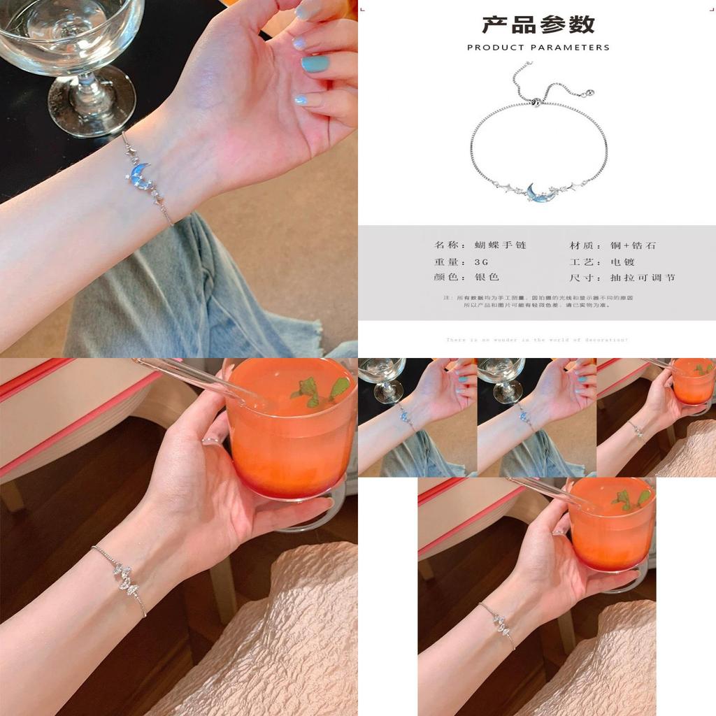 Exquisite Blue Moon Butterfly Bracelet For Women Chic Geometric Shape Jewelry