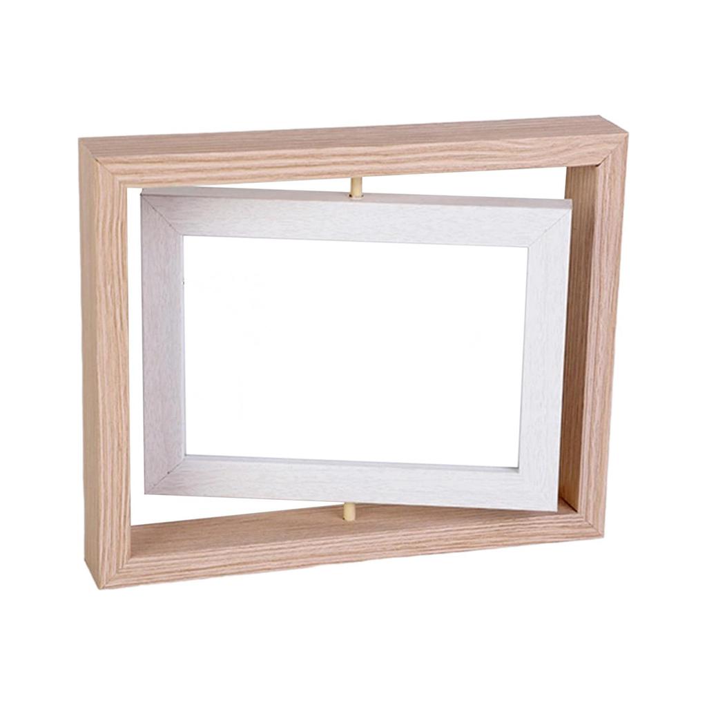 Rotating Picture Frame Wooden Float Picture Frame Transparent for Home Decor Double Sided Photo Frame for Table Weddings