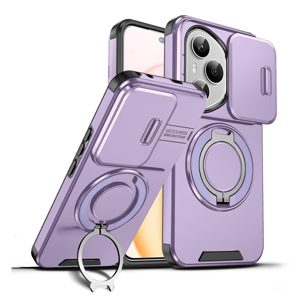 

KEYSION 360° Чехол-подставка для телефона для HONOR 400 Pro 5G Защита камеры со сдвижной шторкой Магнитный противоударный чехол для Honor 400 Lite 5G for Honor 400 Pro фиолетовый