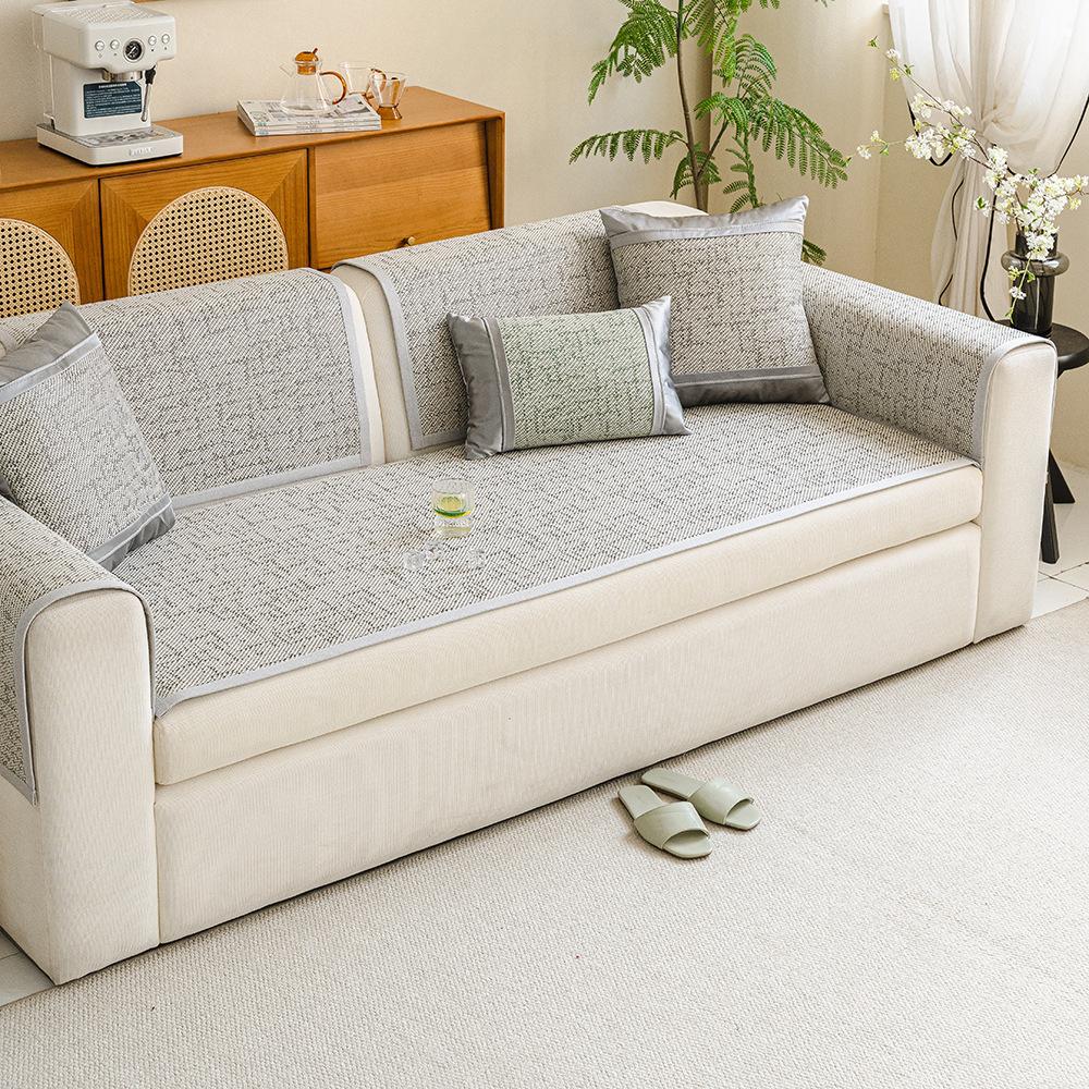 Rattan Mat Summer Cool Sofa Mat  New Straight Row Sofa Cushion Summer Non-Slip Seat Cushion Cover Cloth