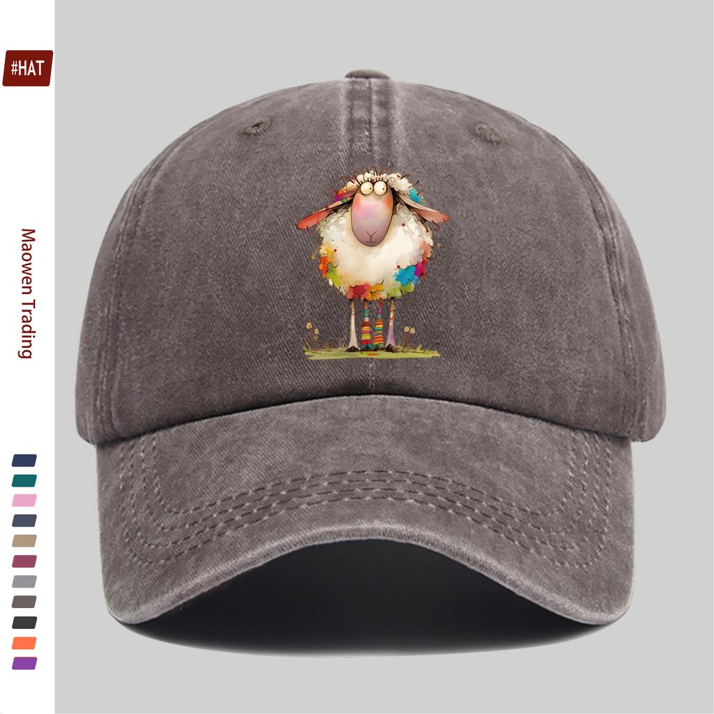 pc Cute Animal Series Printed Sun Hat Comfortable Lightweight Dreamy Style Sheep Print Trucker Hat Adjustable Strap Washable