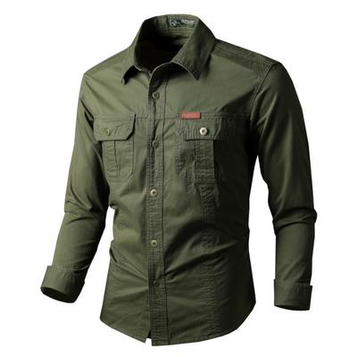 New Cotton Long Sleeve Workwear Shirt for Middle-Aged and Young Men - Outdoor Leisure