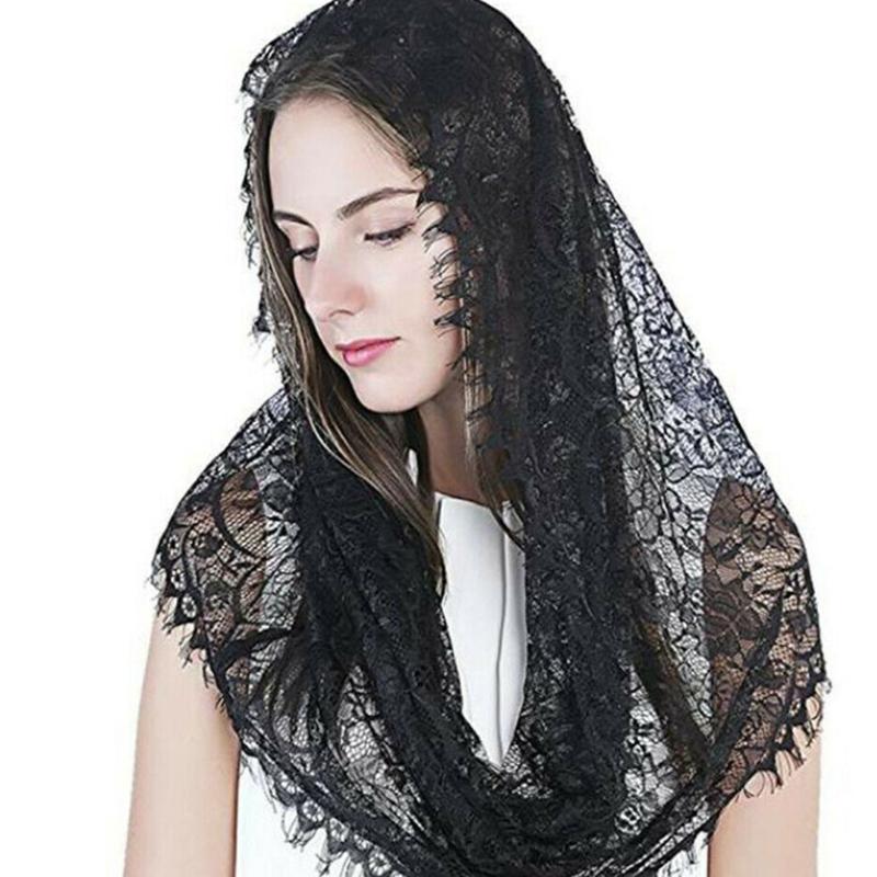 Lace Mantilla Catholic Church Chapel Veil Exquisite Flower Embroideries