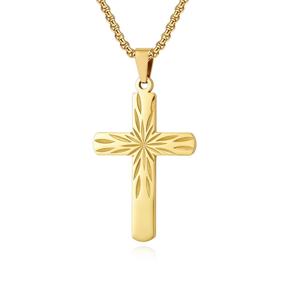 New Men's Fashion Simple Cross Necklace Versatile Titanium Steel Jewelry
