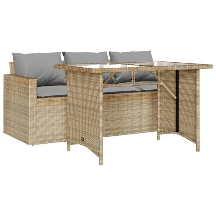 VidaXL Ensemble à manger de jardin et coussins 2 pcs beige poly rotin, ensemble de salle à manger d'extérieur, meuble de 366333