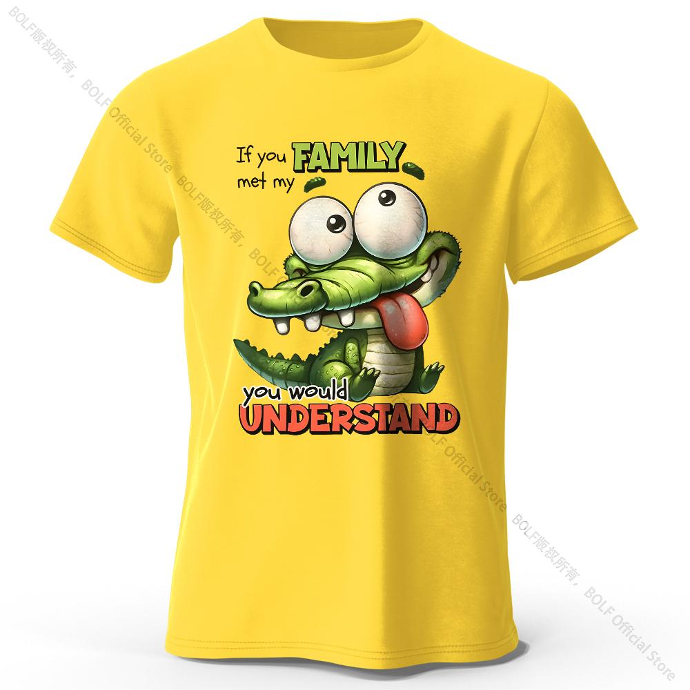 

Cartoon Alligator Print 100% Cotton T-Shirt, Soft & Breathable Round Neck Short Sleeve Tee, Unisex Fun & Quirky Style 4XL
